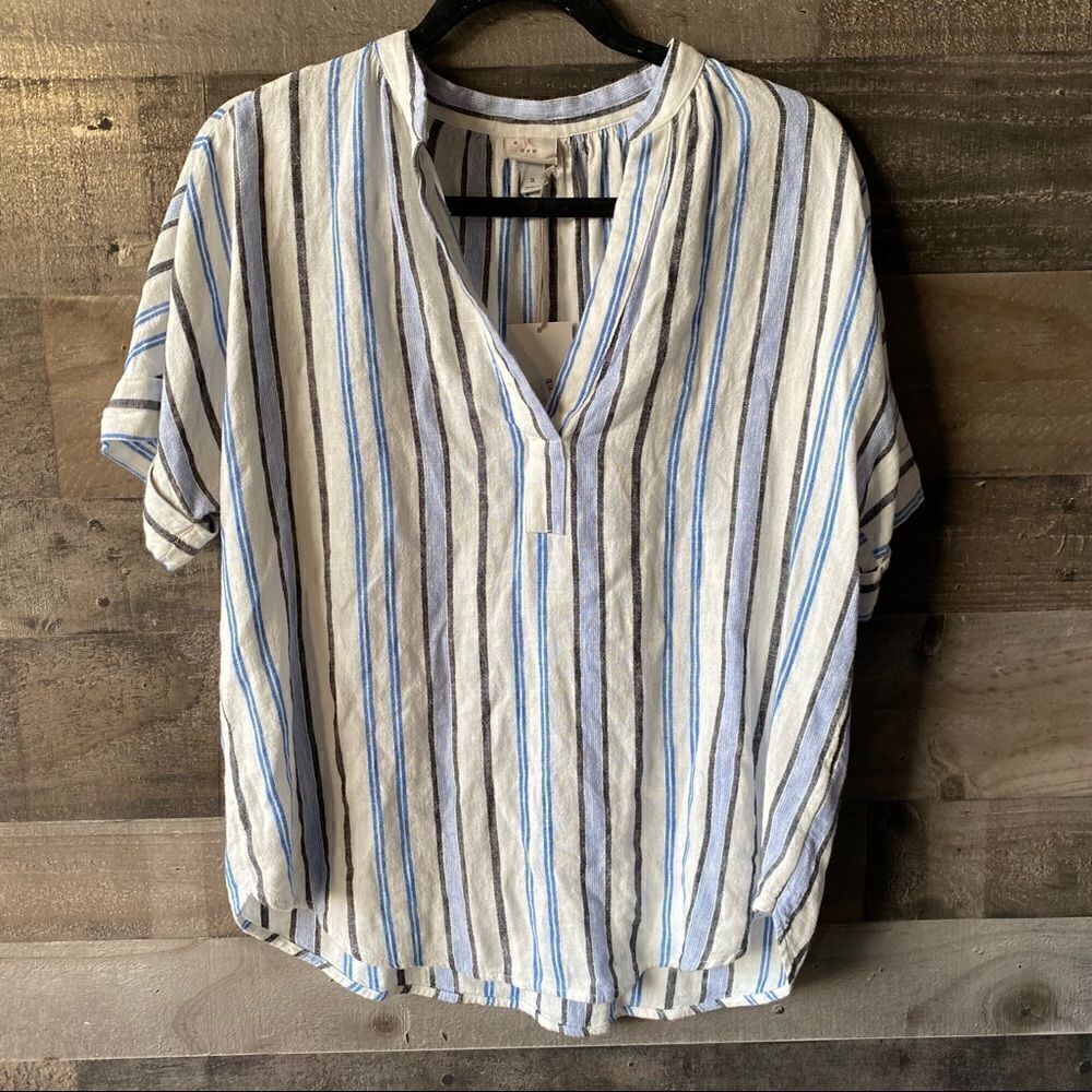 NWT A New Day Striped short sleeve top v neck size S
